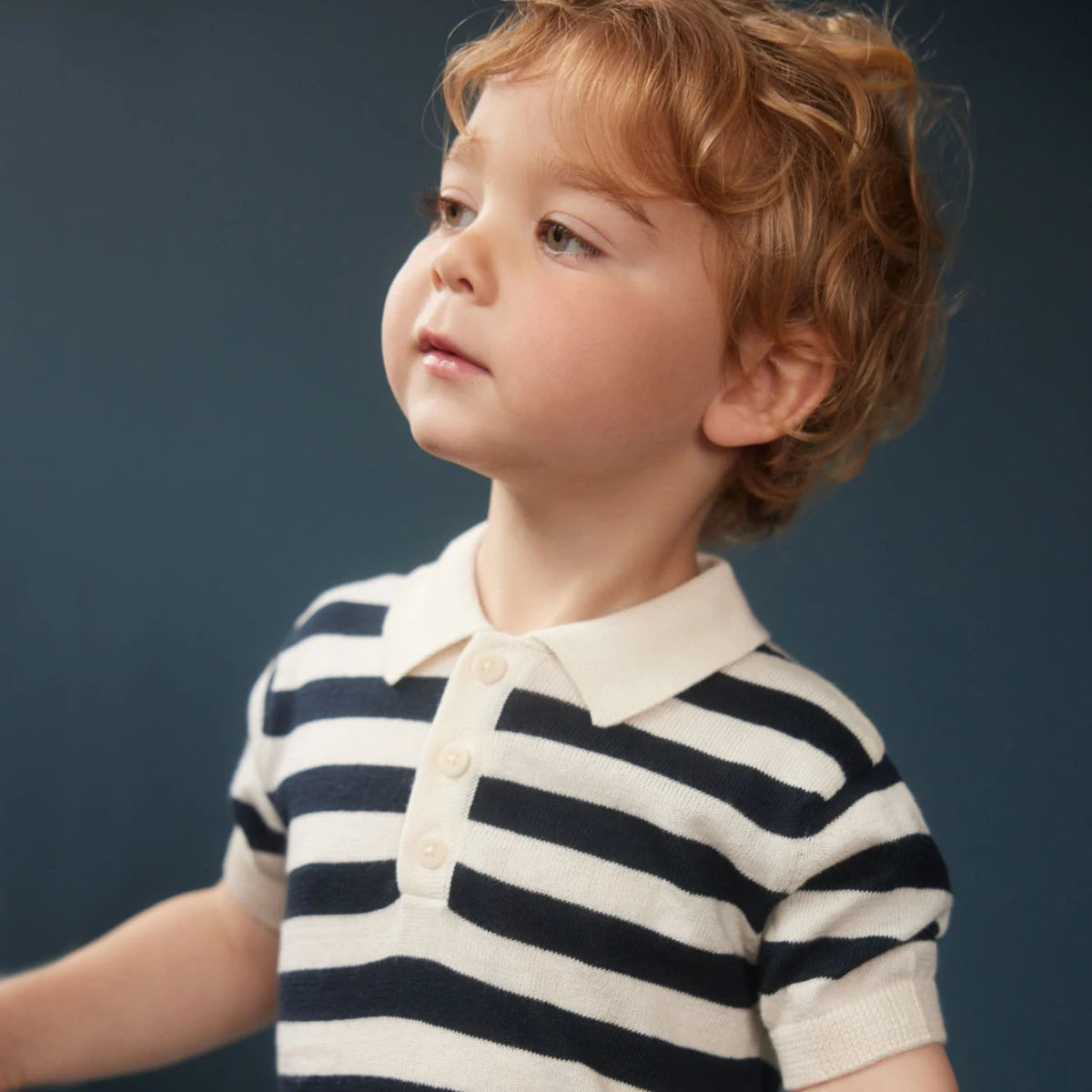Nature Baby Stevie Polo -Navy Bold Stripe