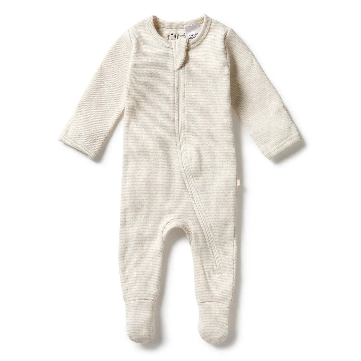 Wilson & Frenchy Organic Stripe Zipsuit with feet - Oatmeal