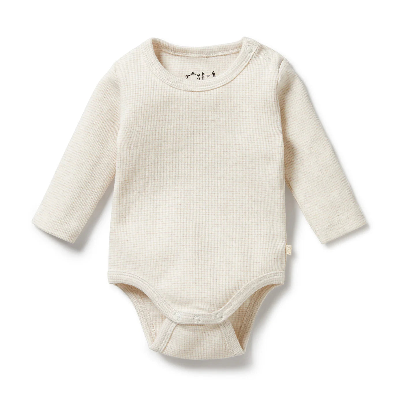 Wilson & Frenchy Organic Stripe Long Sleeved Rib Bodysuit - Oatmeal