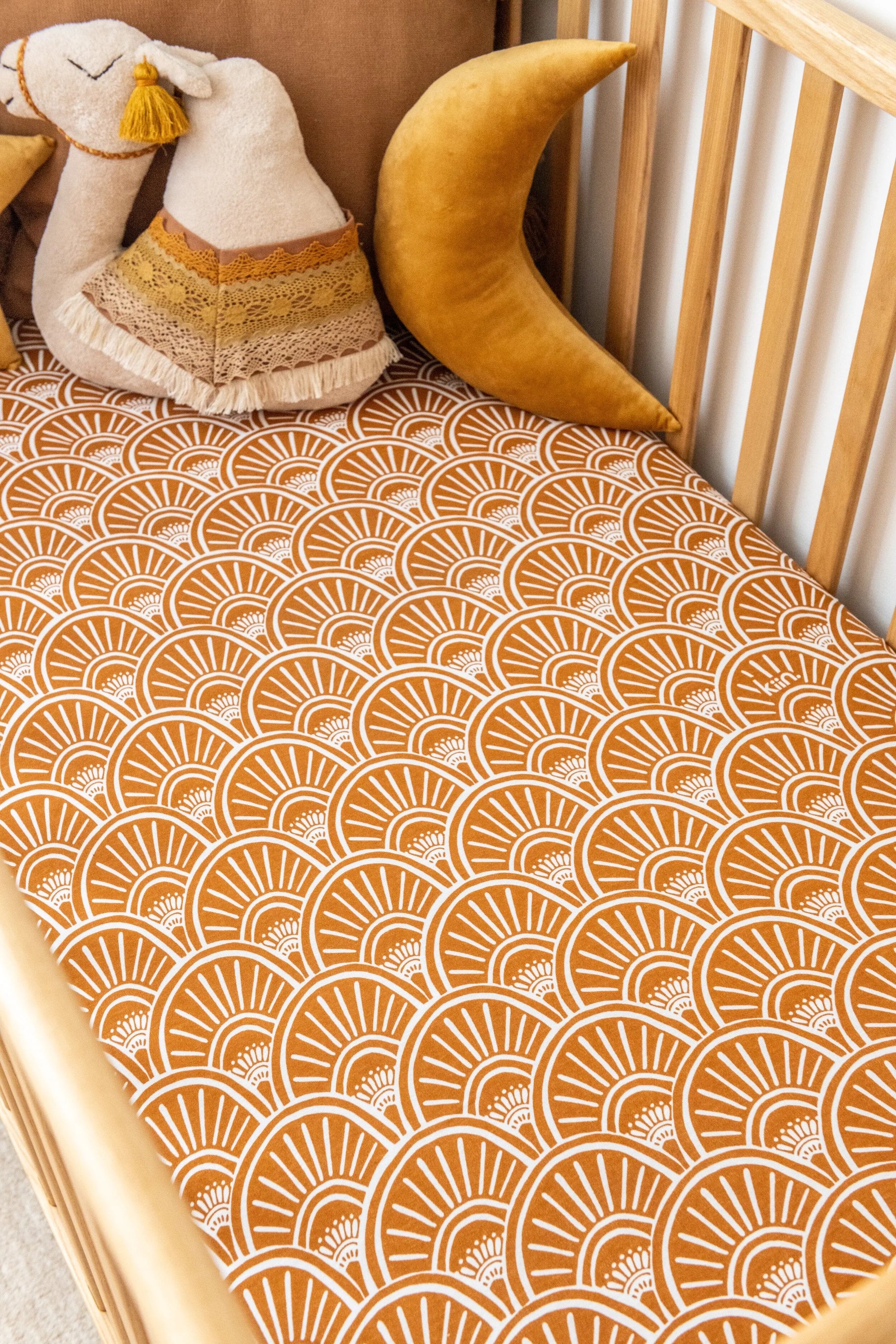 Organic Cot Sheet - Banksia Caramel