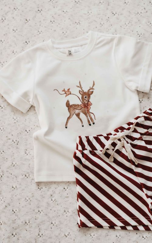 Bencer & Hazelnut Prancer Christmas PJS Set - Red