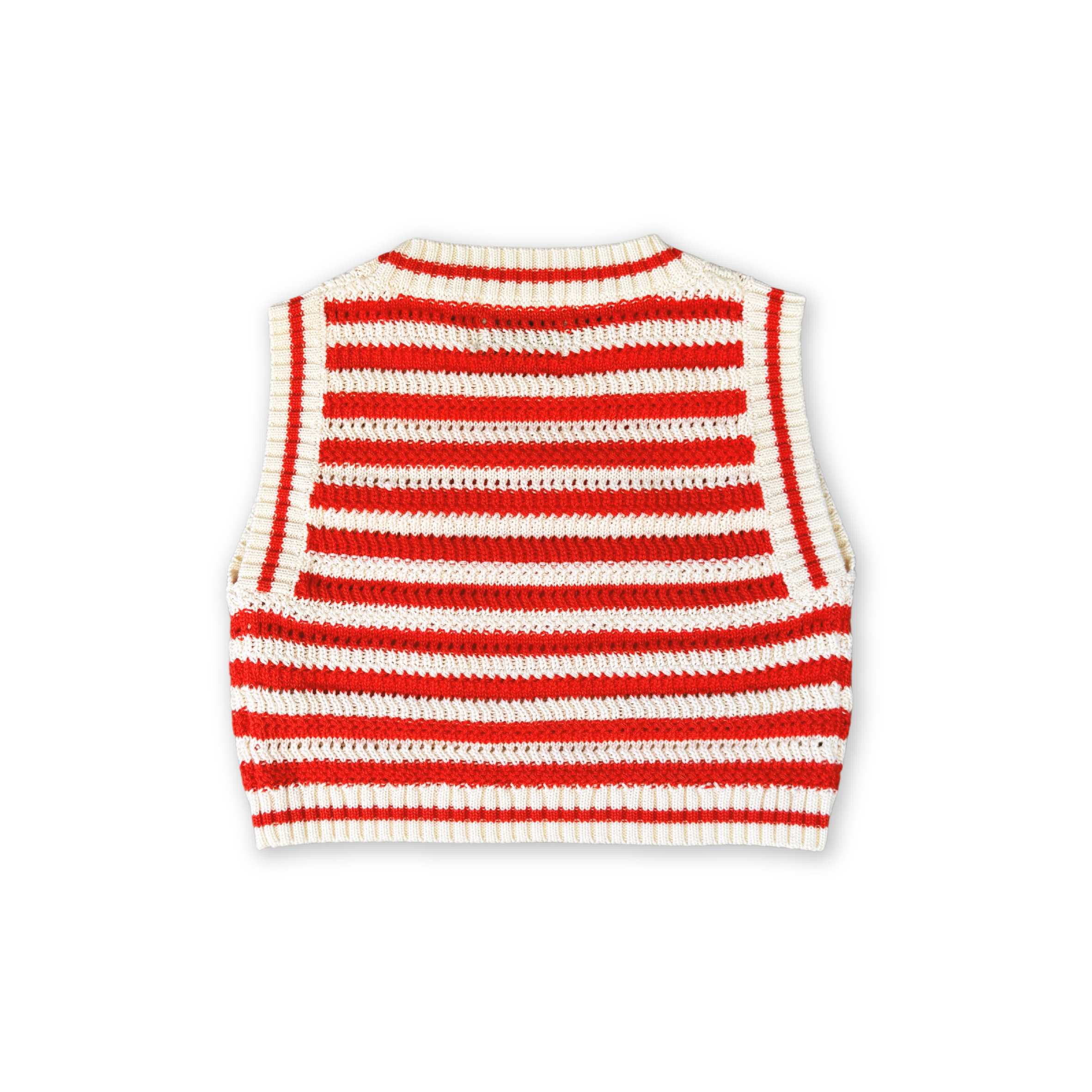 Grown Organic Knitted Crochet-Shell Vest - Chilli