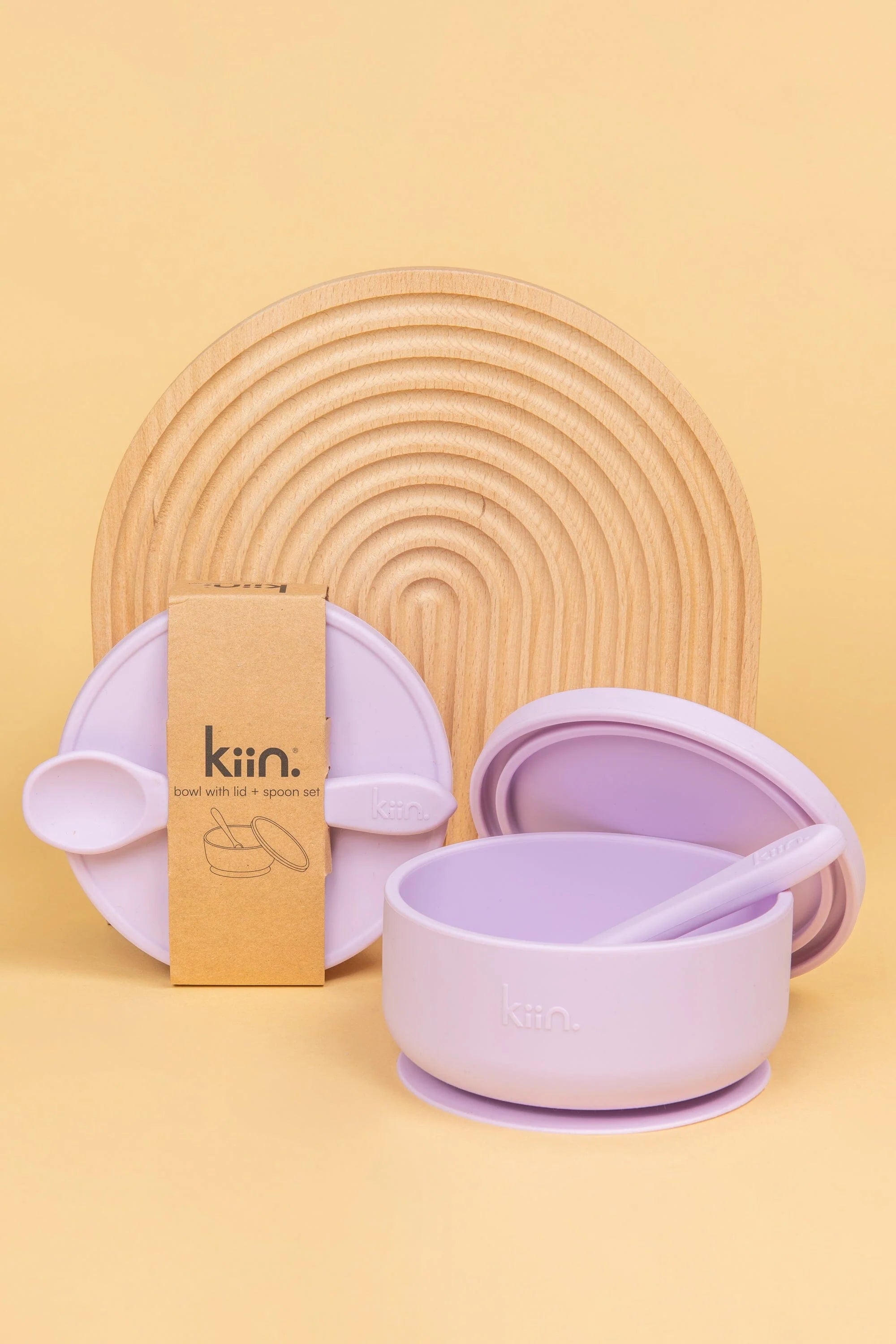 Kiin Silicone Suction Bowl Set with Lid and Spoon - Lilac