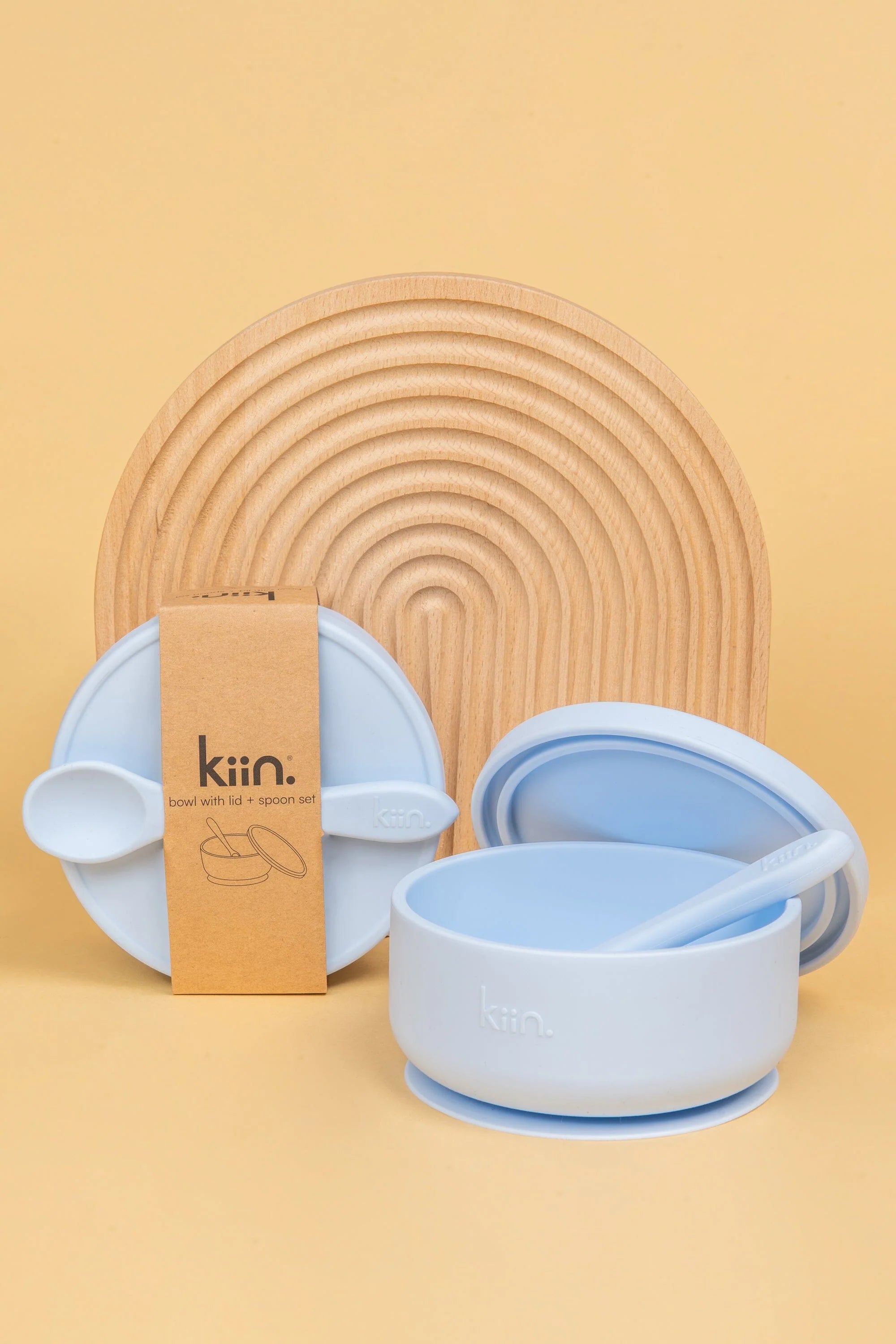 Kiin Silicone Suction Bowl Set with Lid and Spoon - Pastel Sky