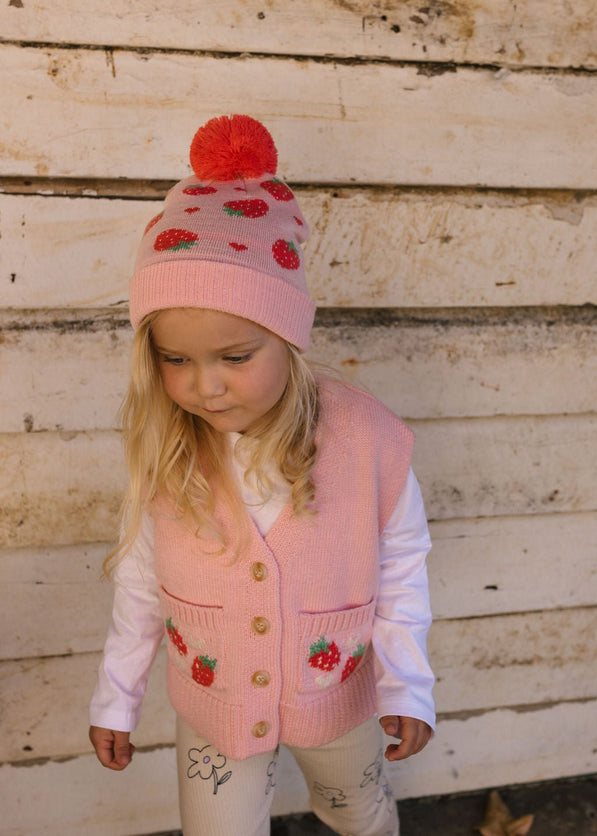 Acorn Kids Strawberry Fields -Merino Beanie