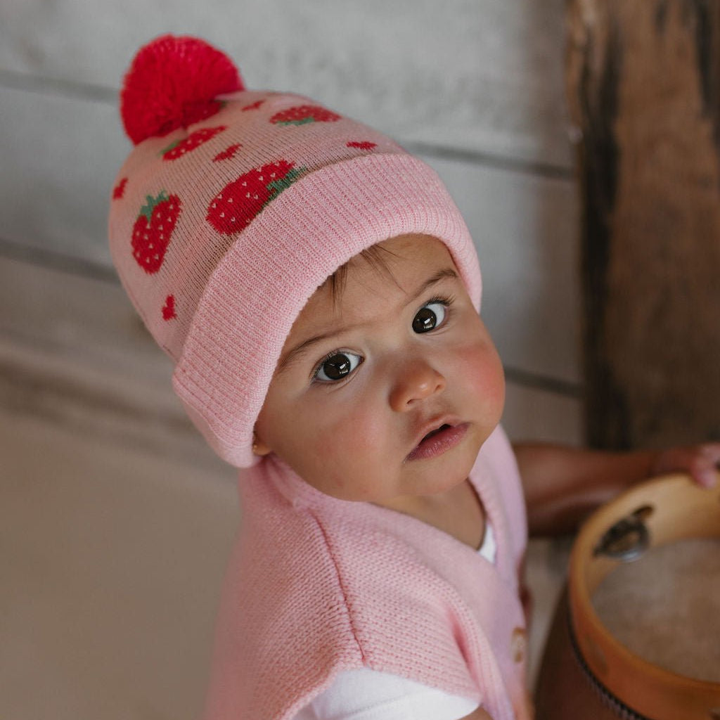 Acorn Kids Strawberry Fields -Merino Beanie