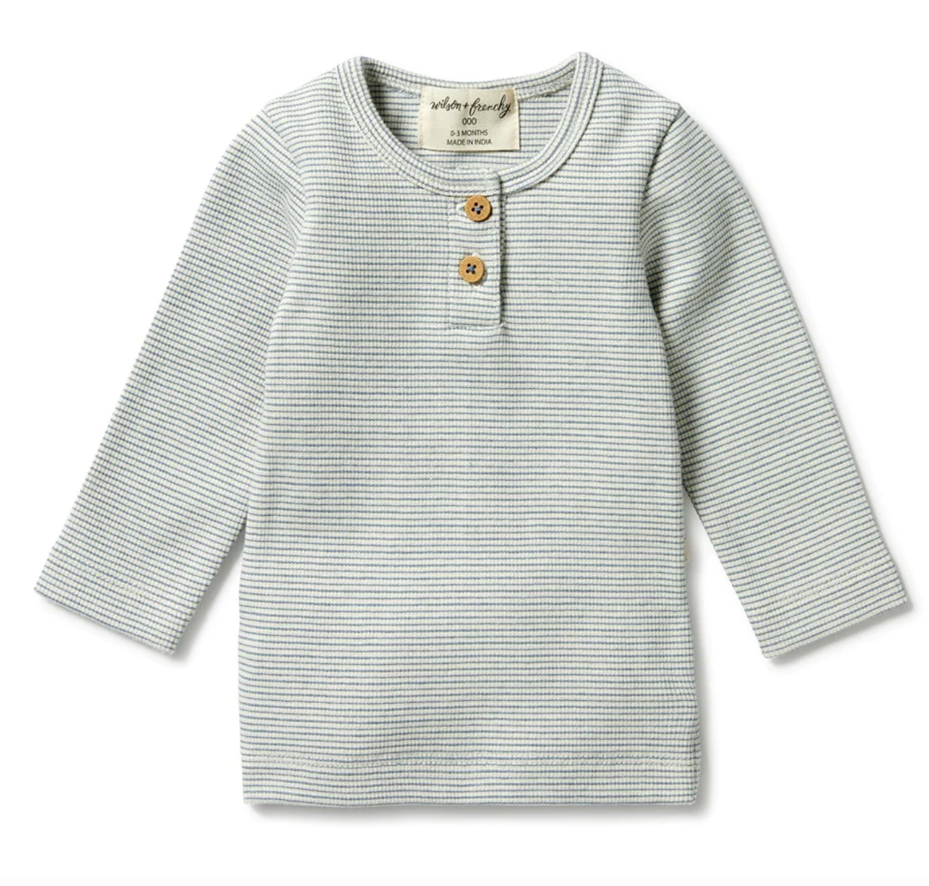 Wilson & Frenchy Bluestone Organic Stripe Rib Henley Top