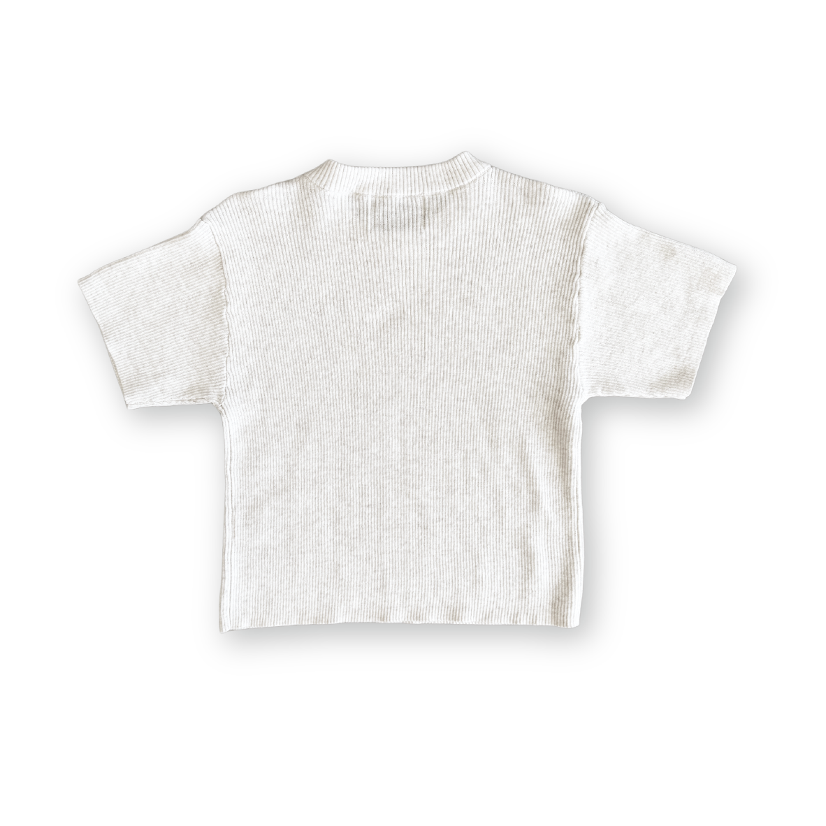Grown Organic Ribbed Knitted Logo Tee - Coconut