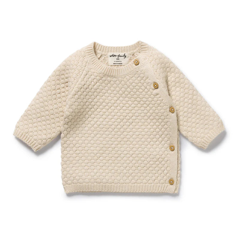 Wilson & Frenchy Cream Organic Knitted bubble Kimono Cardigan